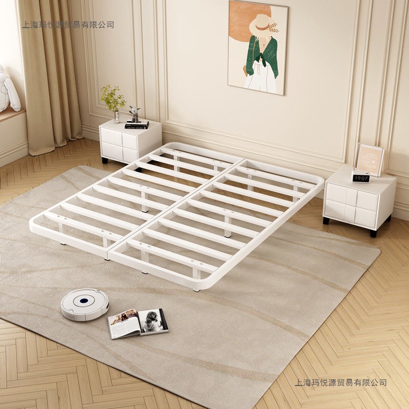 Japanese-Style Minimalist Floating Bed Frame Without Headboard, Home-Use Wrought Iron Bed, Thickened Single or Double Iron Frame Bed