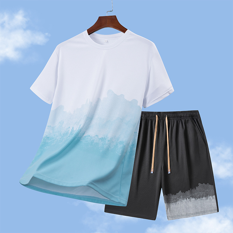 Nuevas camisetas de manga corta de secado rápido de verano de hielo para hombres de mediana edad, media manga suelta, fitness transpirable, juego de deportes para correr