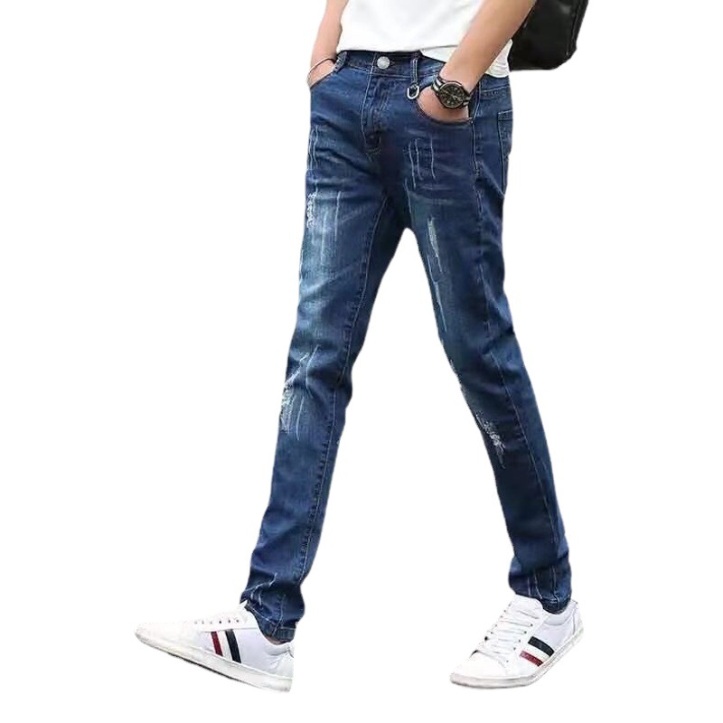 Primavera y otoño Pantalones vaqueros de los hombres de estilo coreano de moda stretch slim fit pantalones casuales pantalones largos de trabajo de estiramiento