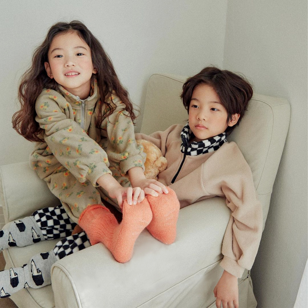 Casual Style Casual Flower Cotton Fleece Girls Clothing Sets
