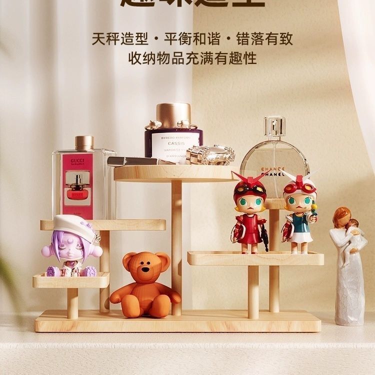 Design-Inspired Multi-Layer Wooden Ink Balancing Technique Creative Desktop Storage Shelf for Bedroom and Living Room Corners