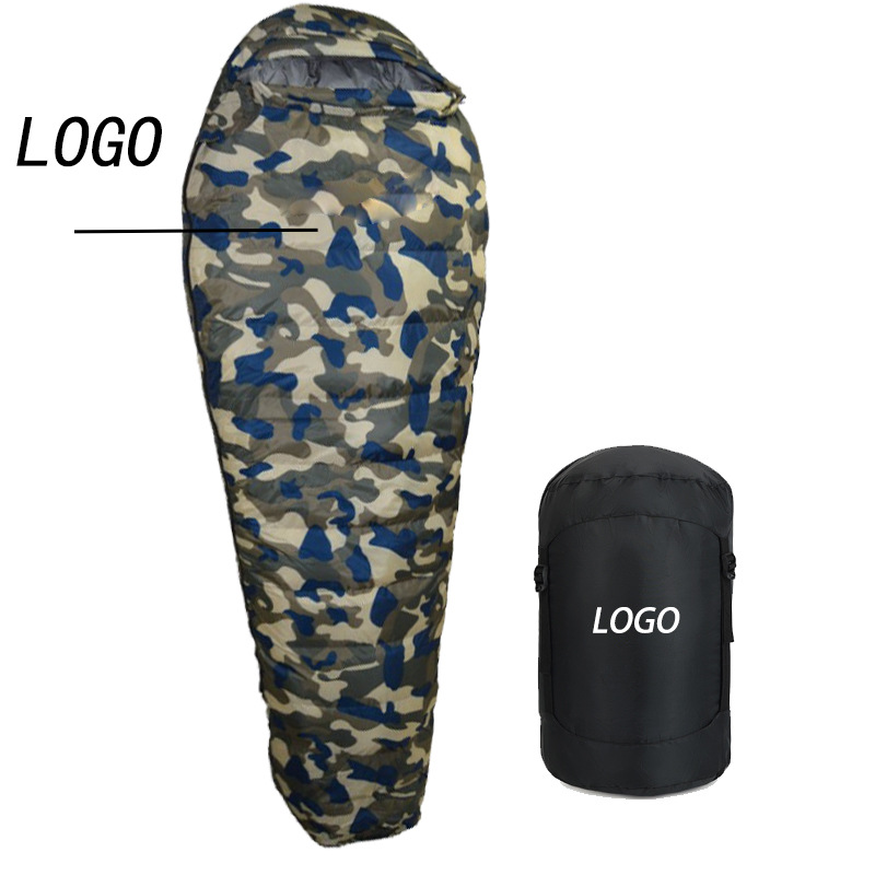 Fábrica al por mayor al aire libre pato abajo ultraligero abajo saco de dormir momia caliente abajo saco de dormir de una sola pieza de entrega