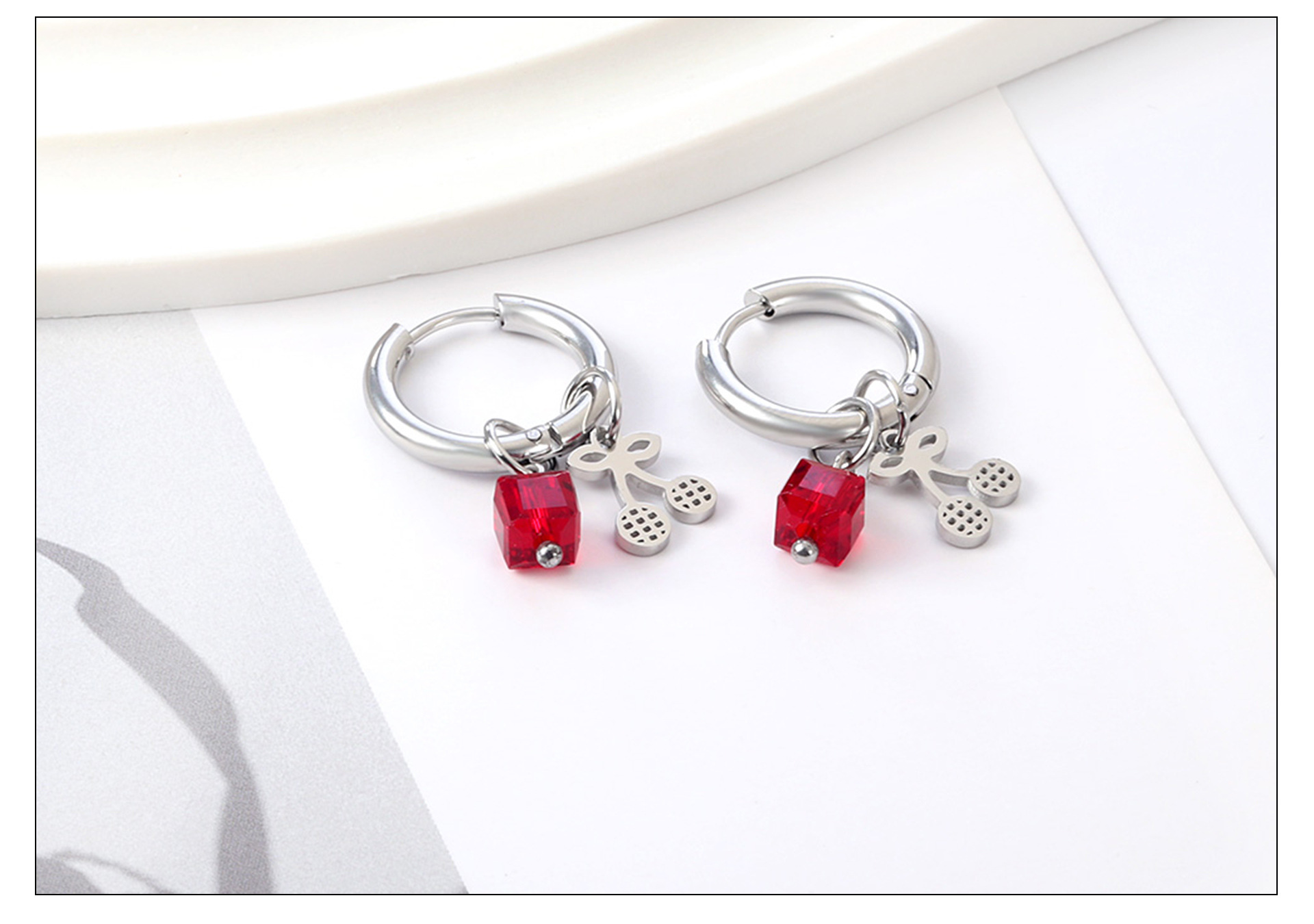 Fashion Cherry Mango Stainless Steel Plating Drop Earrings 1 Pair