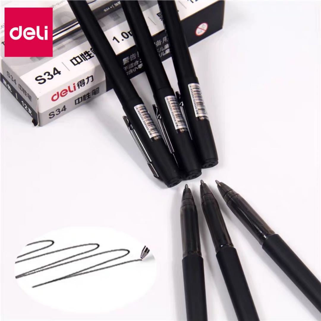 Deli S34 pluma del gel/pluma negra del agua/pluma de la firma/pluma del agua/tipo del negocio/pluma helada/pluma del agua del carbono 1,0 m