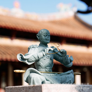 National style green sand stone fight to win Buddha Wukong tea pet desktop fish tank rockery micro landscape landscape decoration home decoration