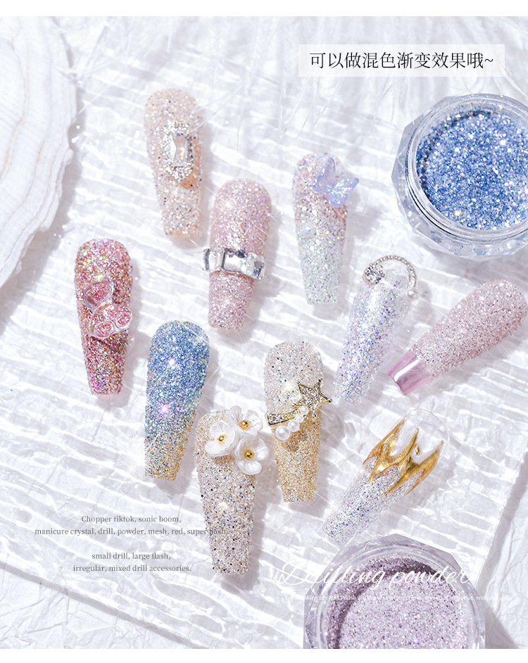 Nail Art Crystal Crushed Diamond Powder, Trendy New Product, Sparkling Mixed Micro Diamonds, Glitter Nail Sequins, Diamond Decorations