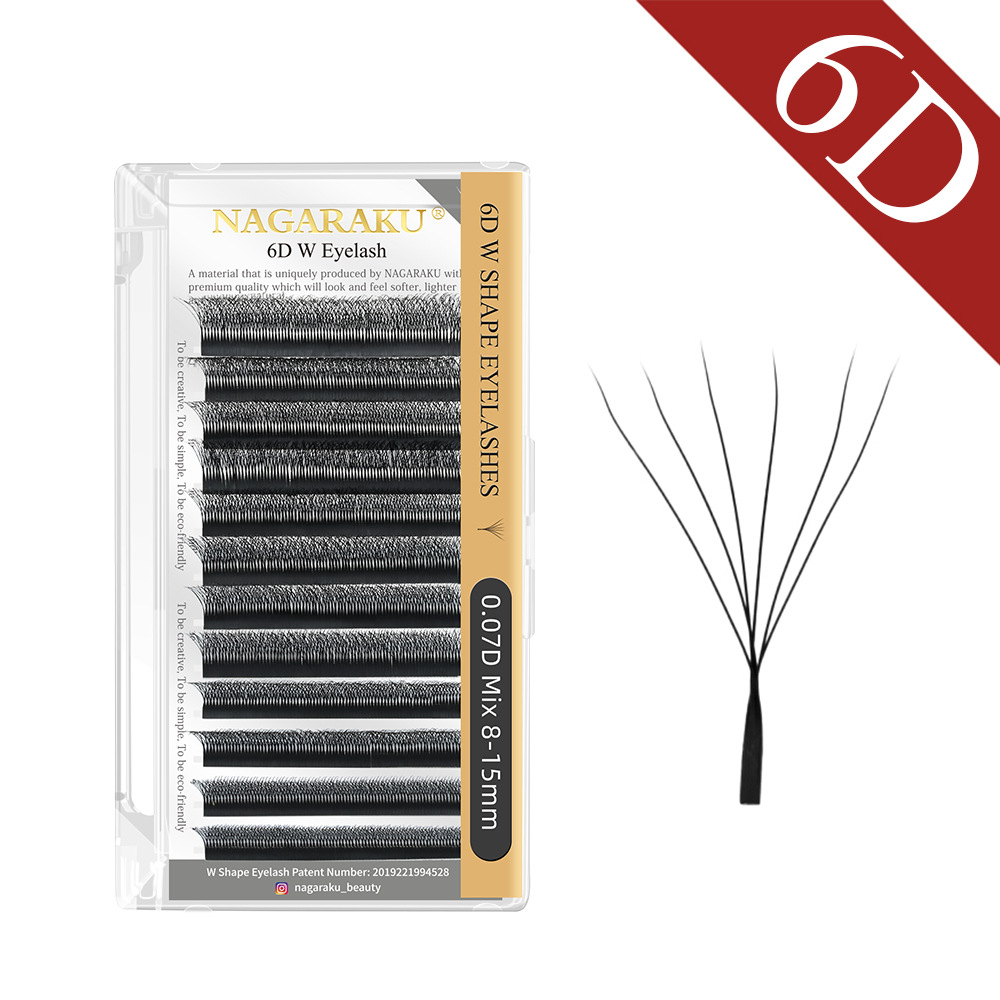 NAGARAKU 0,07 W tipo 3D4D5D6D injerto pestañas suaves y gruesas no fácil de perder raíz acabado trébol flor abierta