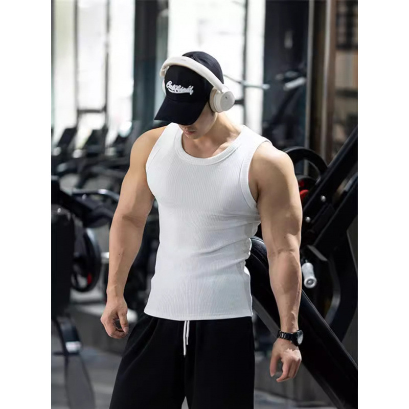 Heavyweight 310g Sleeveless Muscle Fitness Vest for Men, Slim Fit, Casual Base Layer, Patchwork Sports Fitness Heavyweight 310g Sleeveless Muscle Fitness Vest for Men, Slim Fit, Casual Base Layer, Patchwork Sports Fitness