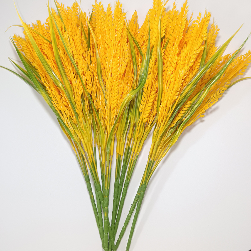 Cross-Border Manufacturer Artificial Seven-Branch Wheat Ear Rice Artificial Bouquet Rice Field Engineering Rice Ear Plant Landscaping Wall Display Cross-Border Manufacturer Artificial Seven-Branch Wheat Ear Rice Artificial Bouquet Rice Field Engineering Rice Ear Plant Landscaping Wall Display