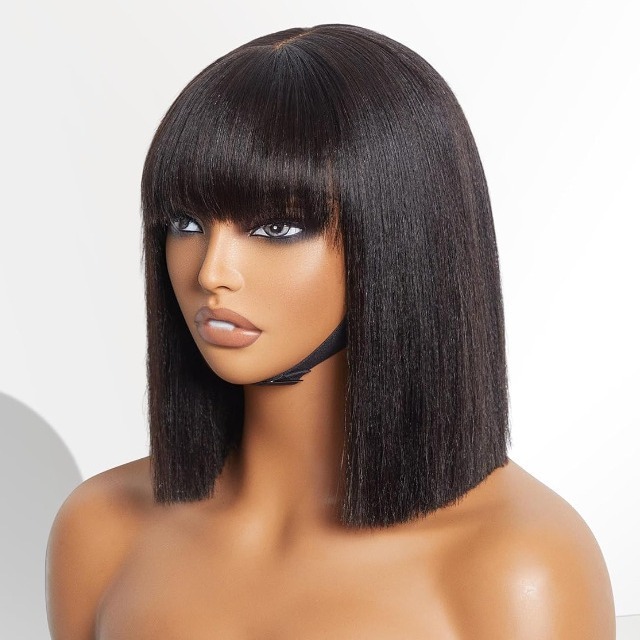 European and American Lace Front Wig Bobo Style Black Short Hair Wig High-Temperature Fiber Middle Part Inward Curl Short Straight Hair Wholesale European and American Lace Front Wig Bobo Style Black Short Hair Wig High-Temperature Fiber Middle Part Inward Curl Short Straight Hair Wholesale