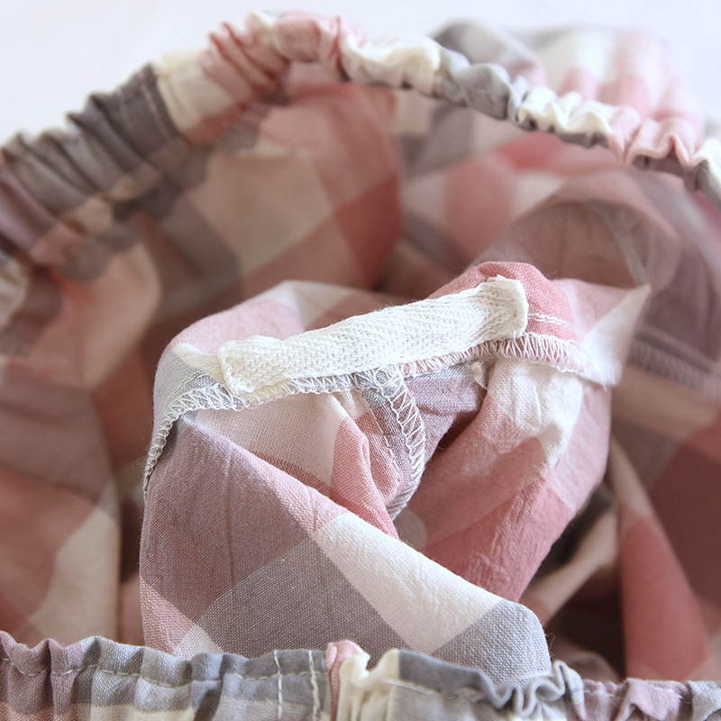 (2개) 여성용 플레드 워시드 코튼 파자마 봄, 여름, 가을, 캐주얼 바지로 입을 수 있는 얇고 땀 흡수성과 통기성이 좋은 코튼 홈 팬츠