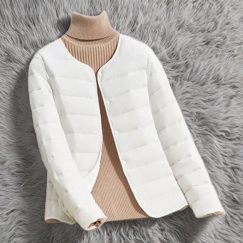 2025新款棉衣女短款冬季内胆羽绒棉服轻薄工装小棉袄韩版外套无领