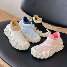 新款儿童袜子运动鞋2025软底透气女童宝宝脚蹬飞织鞋男童老爹鞋