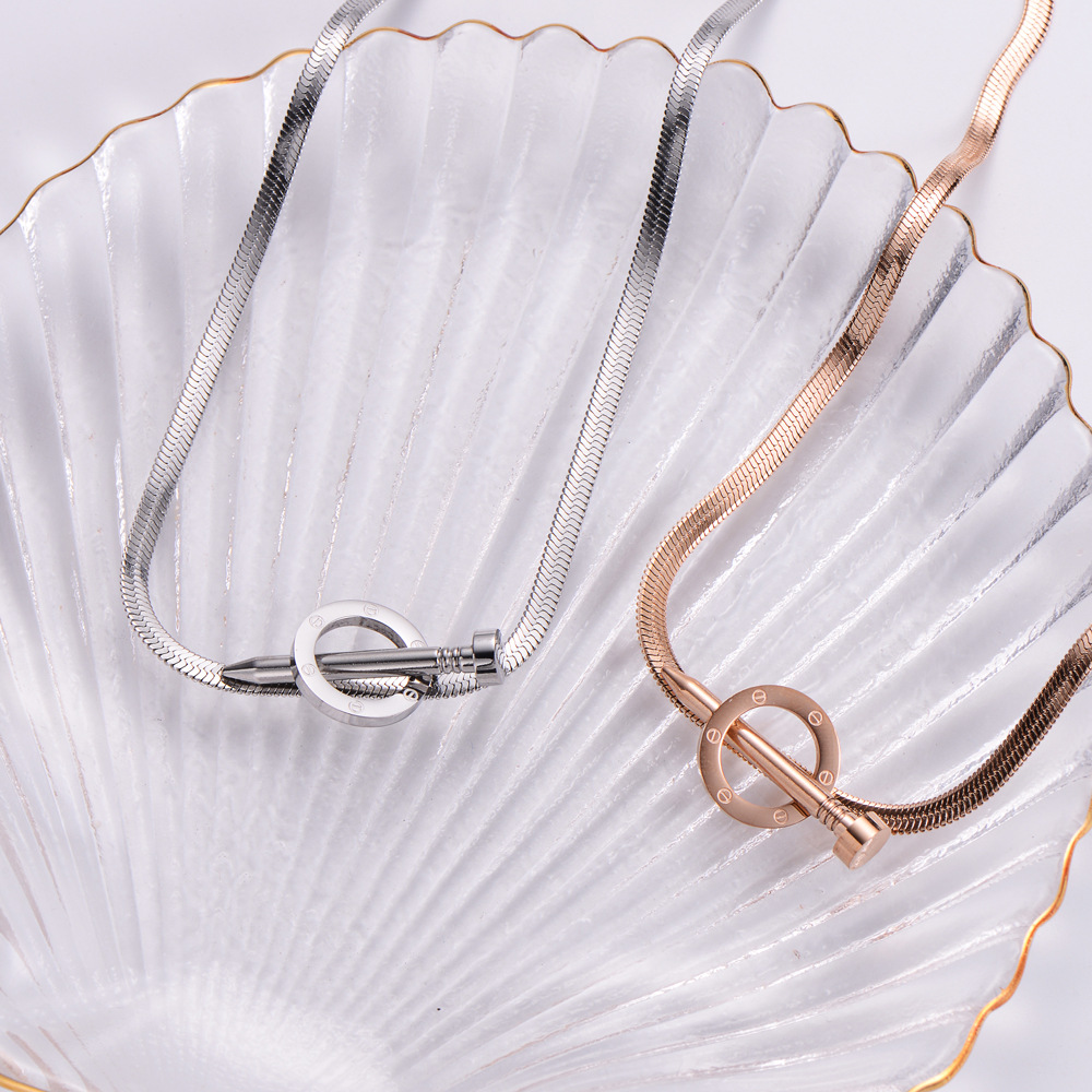 Womenu0027S Fashion Nail Stainless Steel No Inlaid Necklace Plating Stainless Steel Necklaces