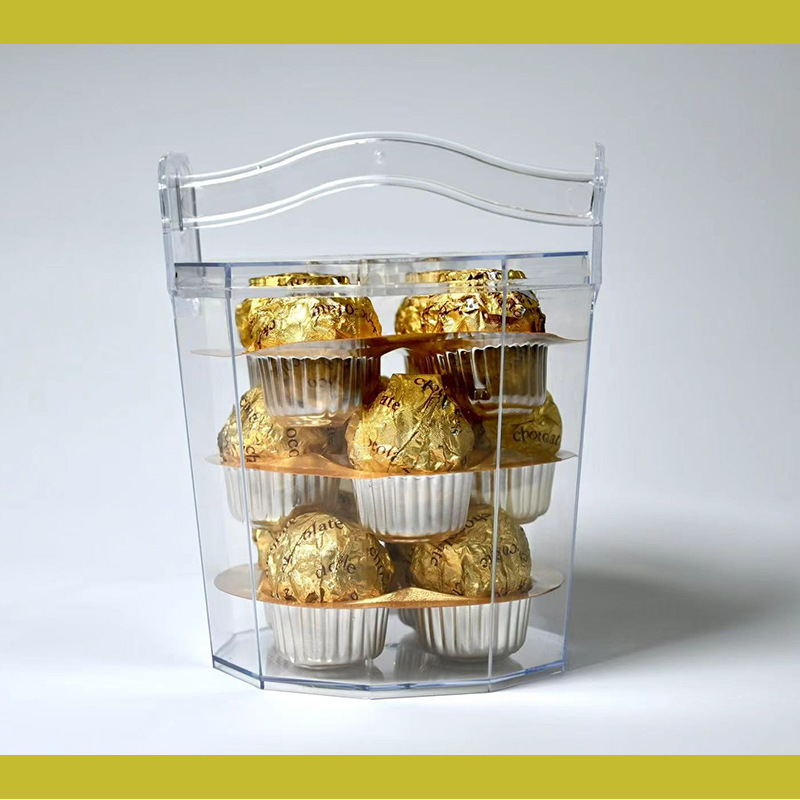 Caja de alimentos de barril de alta transparencia, dulces de chocolate, dulces horneados, galletas, cajas de regalo, cajas de embalaje de plástico de grado alimenticio