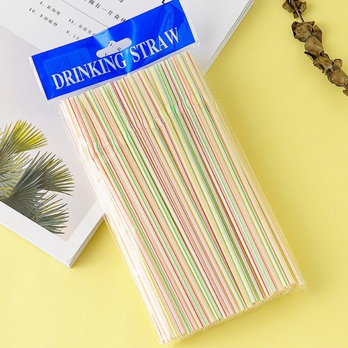 Disposable colored elbow plastic 100-pack straws, bendable and lengthened juice drink milk tea soy milk straws