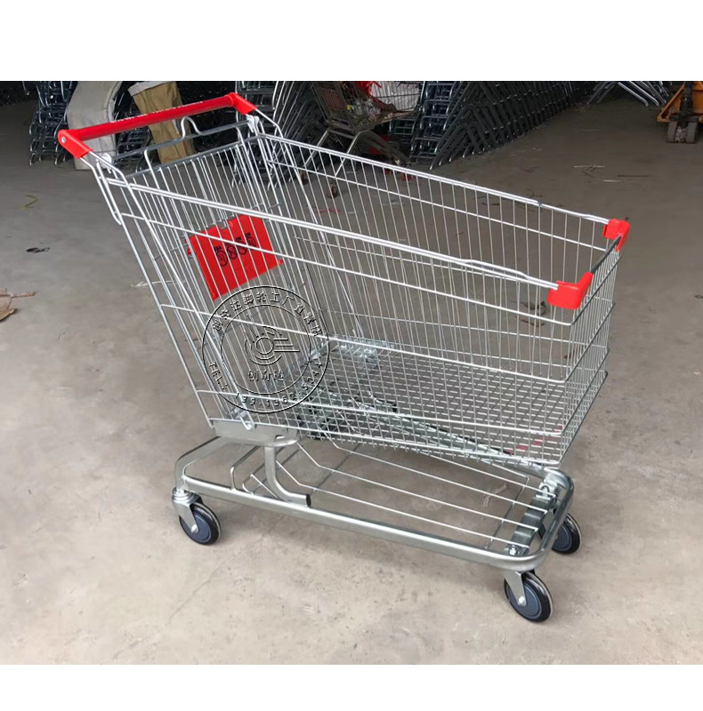 スーパー二重ショッピングカートスーパー金属平管倉庫理品回転二重ドイツ式手押し車|undefined