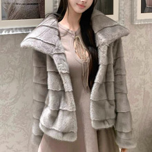 Hotdog 热狗很辣【伦敦记忆 仿真狐狸毛皮草】两色条纹皮草外套女