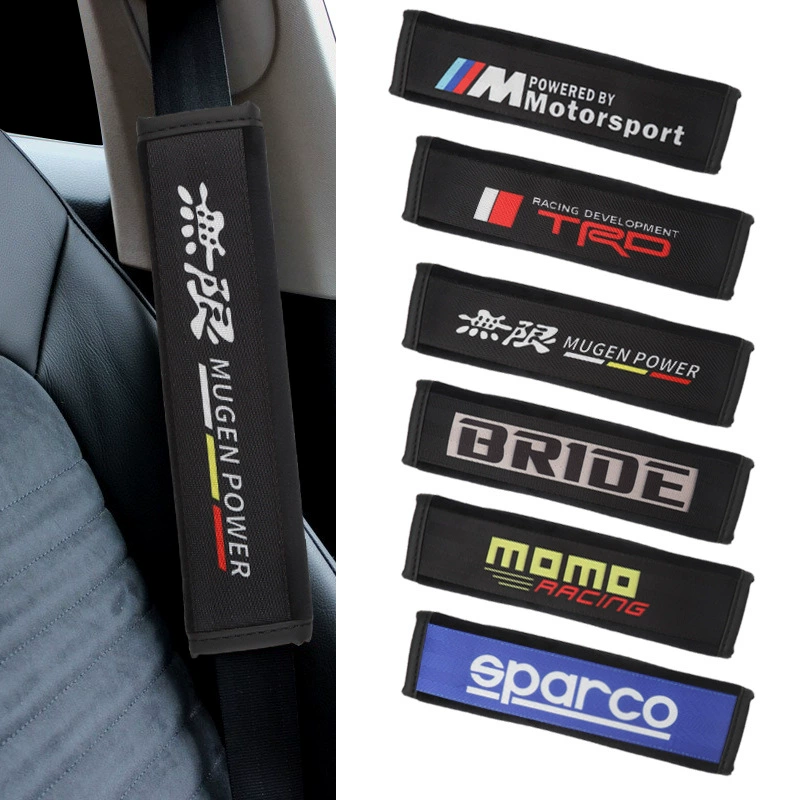 Автомобильный ремень безопасности с логотипом автомобиля, подплечники, модифицированный ремень безопасности JDM, принадлежности для салона автомобиля, страховой комплект, украшение, универсальный