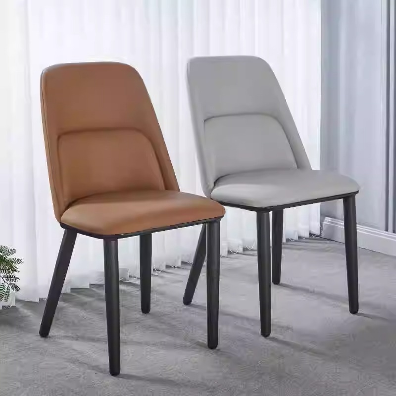 Silla de comedor de estilo italiano para uso doméstico, silla sencilla con respaldo de cuero, estilo nórdico para reuniones, mesa y silla de restaurante de hotel con respaldo alto.