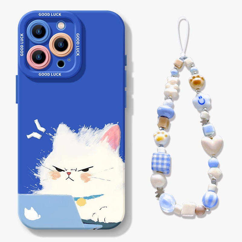 蓝色猫咪16promax手机壳苹果新款iPhone16女13高级12全包硅胶软壳|undefined