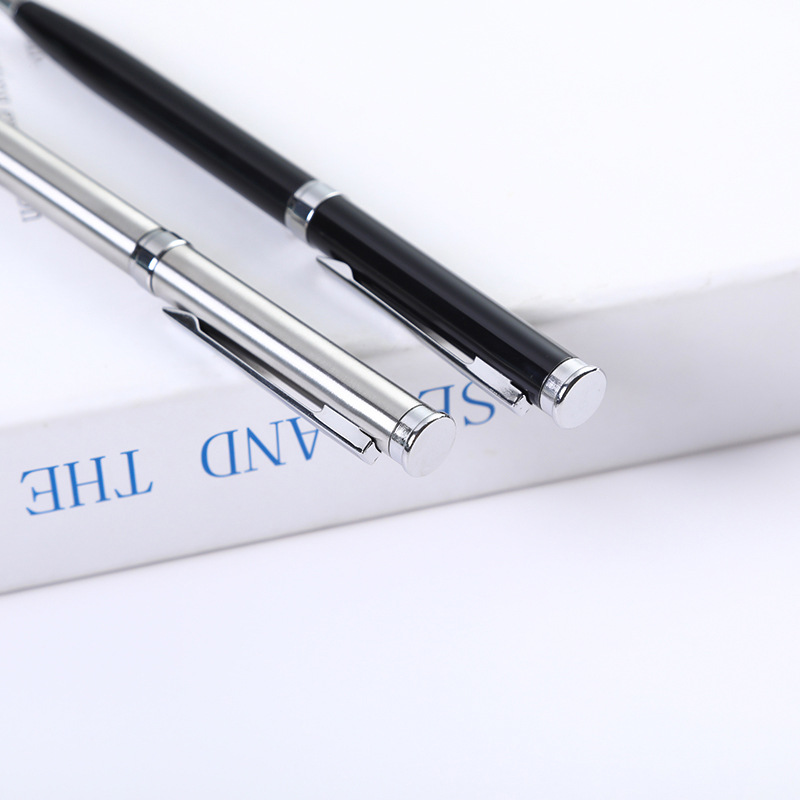 Dingwen pluma de regalo en stock al por mayor pluma de aceite de hotel pluma de publicidad de negocios de alta gama Logotipo de letras Bolígrafo De Metal