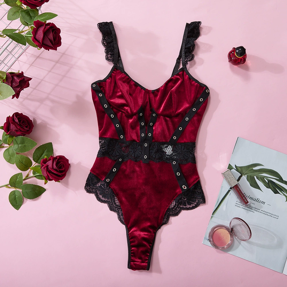 INS Amazon European and American Net Red Women\'s Velvet Lace Sexual Emotional Embroidery Embroidered Eyelashed Cosmetics 24716