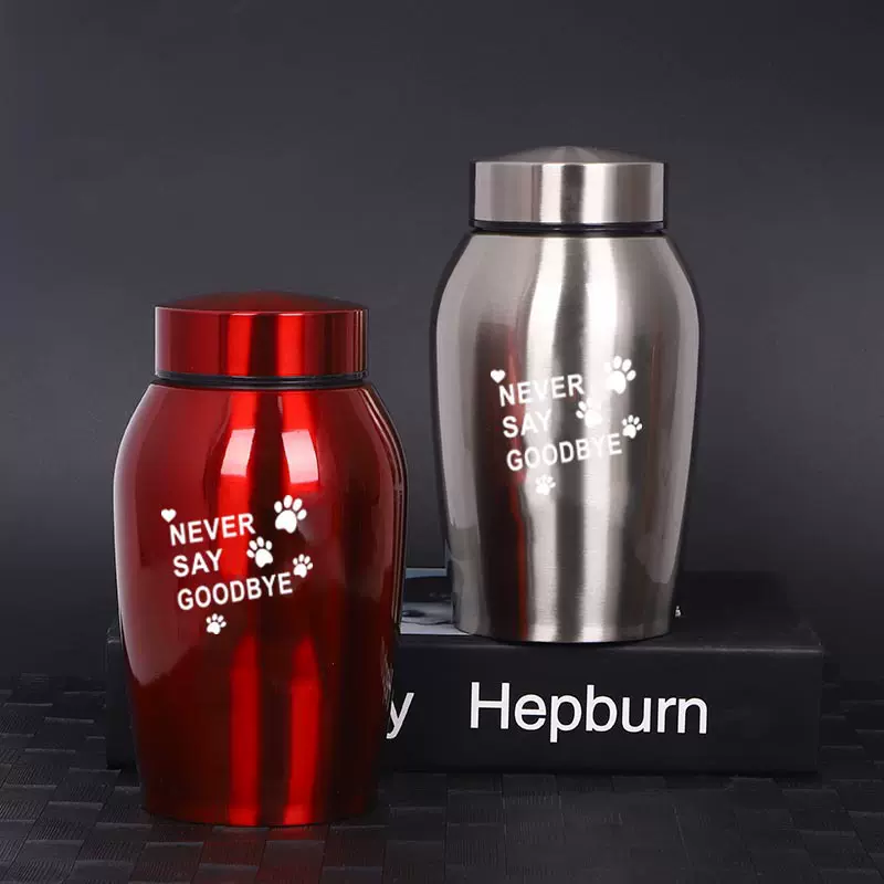 现货跨境爆品宠物骨灰盒金属纪念罐宠物殡葬用品猫狗不锈钢骨灰罐