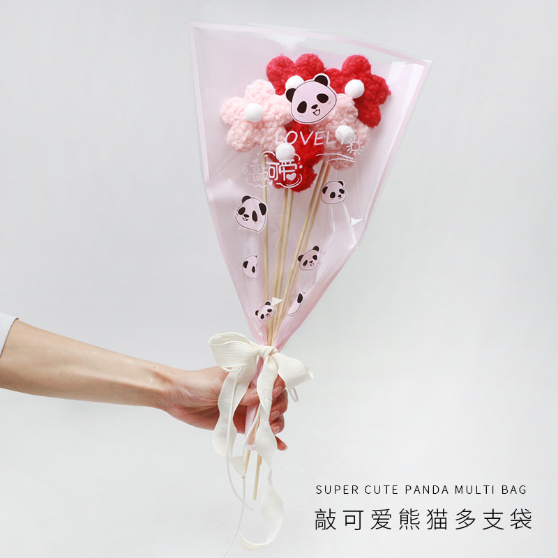 Multi-bolsa de papel de embalaje de flores Panda patrón de alto grado ramo de flores bolsa de arreglo translúcido Rosa sola bolsa
