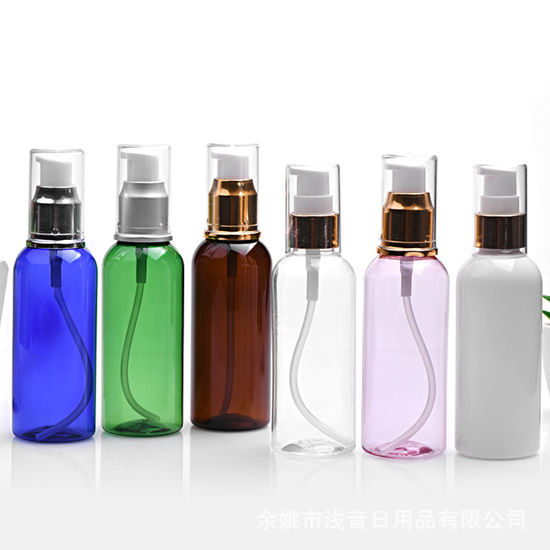 100ml矮胖粉底液分装瓶化妆品乳液隔离旅行塑料空瓶按压式便携瓶