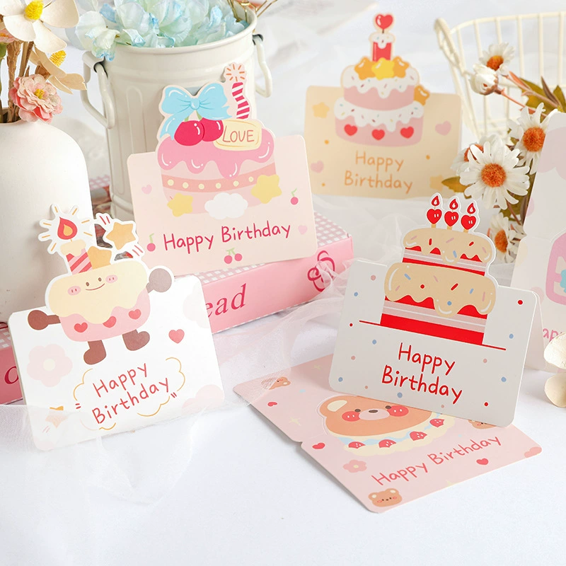 Amazon поздравительная открытка с именем дня рождения 3D Торт поздравления simple message card пустая открытка цветовому магазину