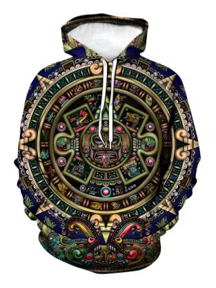 New autumn collection: thick, stylish men's Mexican Aztec hooded sweatshirt featuring ancient Mexican totem designs, 3D printed New autumn collection: thick, stylish men's Mexican Aztec hooded sweatshirt featuring ancient Mexican totem designs, 3D printed