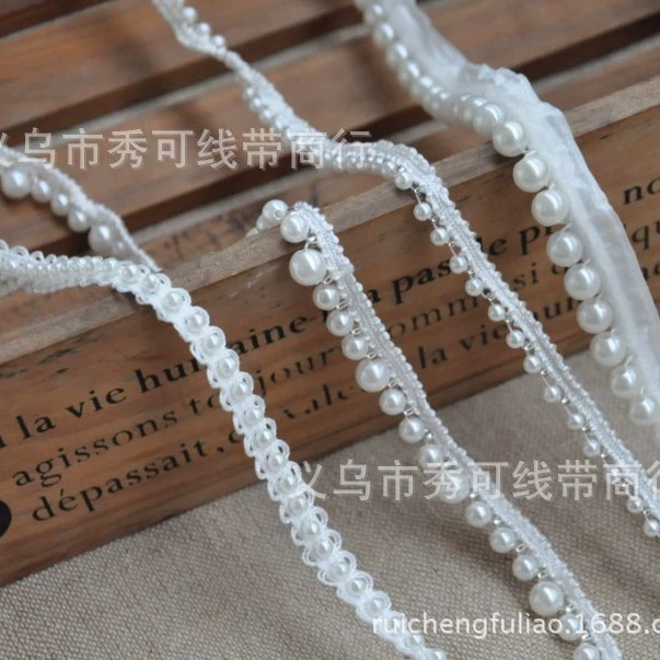Хендмейд аксессуары для ногтей Xiaoxiangfeng свадебное платье DIY черно-белая жемчужная тесьма, аксессуары для волос