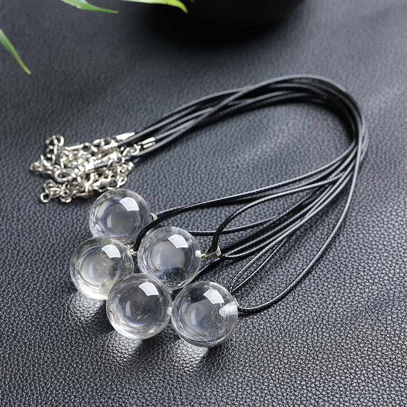 Natural White Crystal Ball Pendant from the Source Factory, Unisex Original Stone Polished DIY Clavicle Necklace, Fortune Bead Jewelry