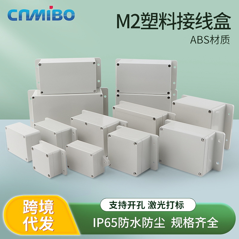 F型塑料防水盒带耳防水接线盒IP65密封盒ABS监控电源盒PC板仪表盒