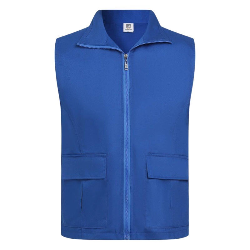 Хлопковый жилет Жилет с V-образным вырезом Жилет для волонтеров Логотип с напечатанным на заказ Супермаркет Активность Рабочая одежда Приспособление