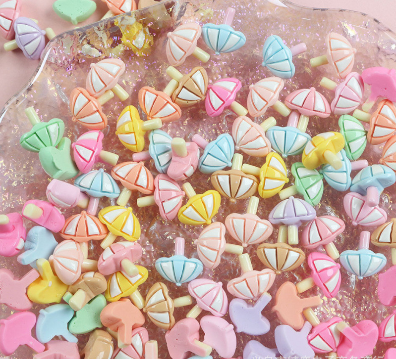 Small Mini Resin Accessories Sun Umbrella Small Umbrella Handmade Cream Glue Cloud Hairpin Hair Accessories Patch Material Wholesale