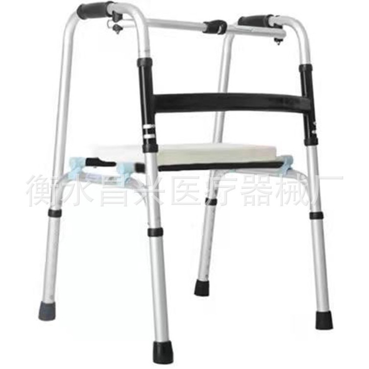 Fábrica al por mayor ruedas Walker de acero inoxidable Carro de rehabilitación Walker con asiento Walker plegable