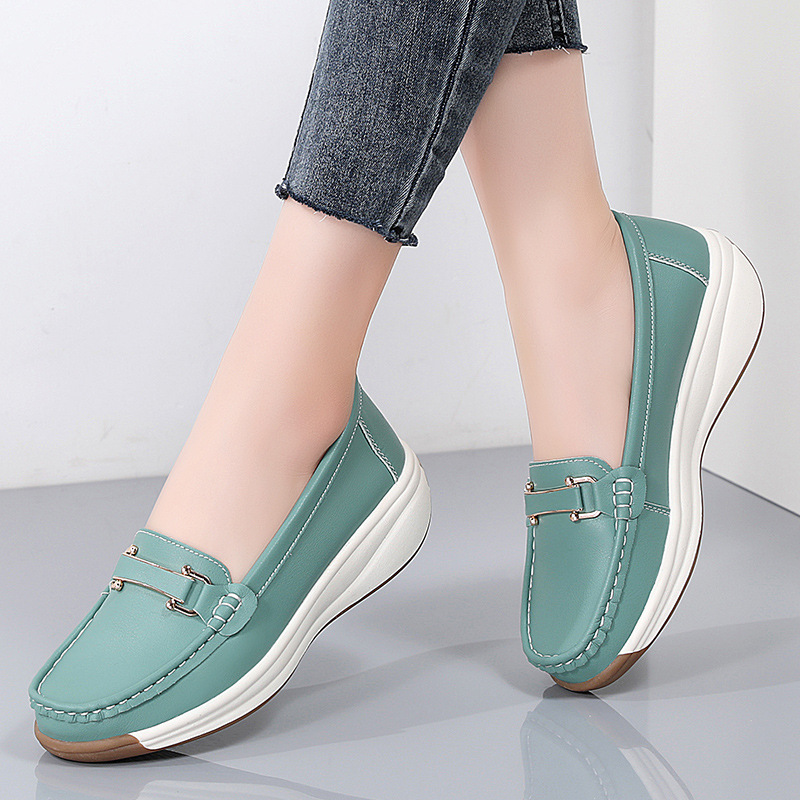 Autumn Thick-soled Large-size Mom Shoes, Cross-border Wedge Casual Women's Shoes With Metal Buckle, Platform Non-slip_vogvips.com