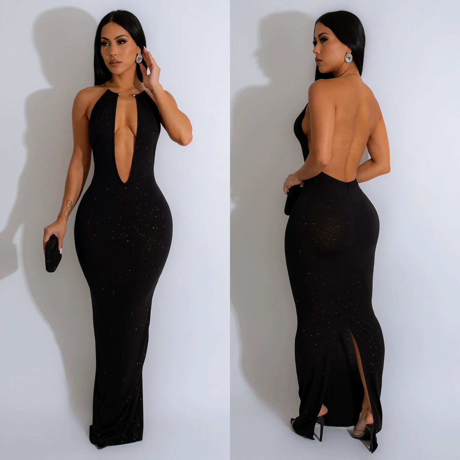 C6831 transfronteriza AliExpress Amazon europeo y americano de las mujeres de color sólido hueco backless vestido sin mangas vestido