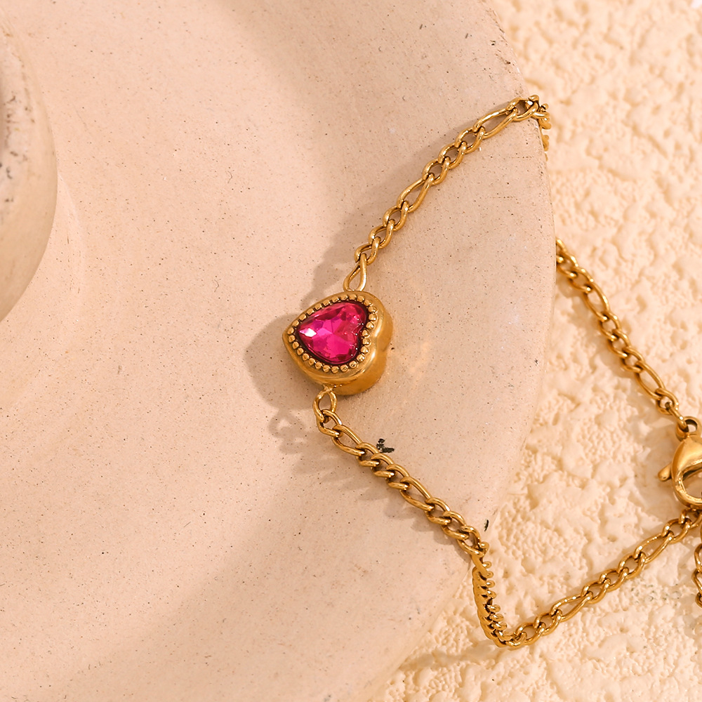 Love Zircon Inlaid Stainless Steel Bracelet