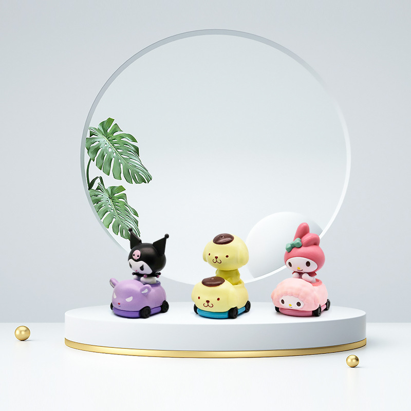 (2개) 차오 플레이 애니메이션 카 10 피스 세트 멜로디 카티 자동차 쿨로 미 가샤폰 인형 장식 핸드 헬드