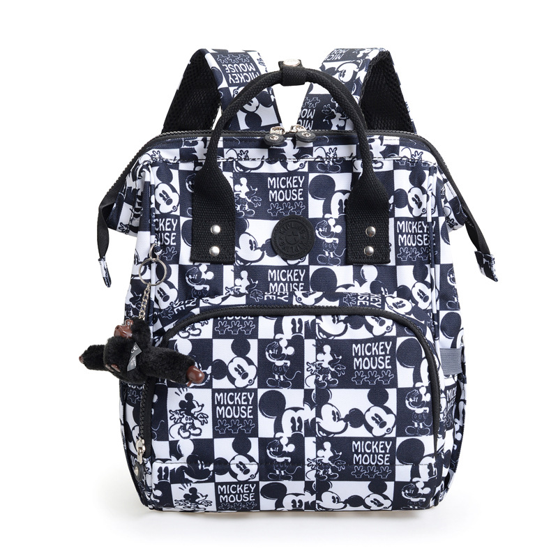 2025 nueva mochila para mujer casual kp momia bolso tela de nailon moda compras mochila con colgante de mono