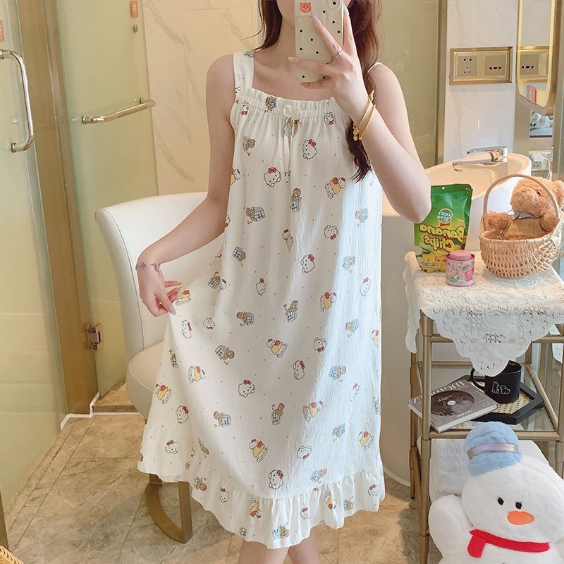 Camisón transfronterizo mujer verano nuevo estilo nube algodón tirantes sin mangas chaleco estilo princesa estudiante dulce y lindo servicio a domicilio