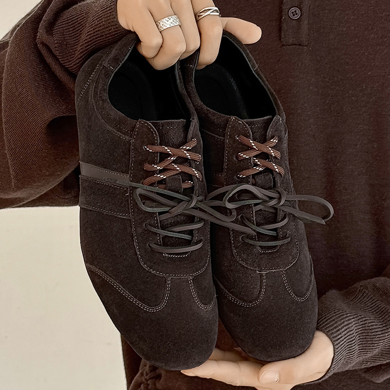 Retro Flat Brown Lace-Up Casual Sneakers Versatile Sports German Training Shoes for Men 6288 Retro Flat Brown Lace-Up Casual Sneakers Versatile Sports German Training Shoes for Men 6288
