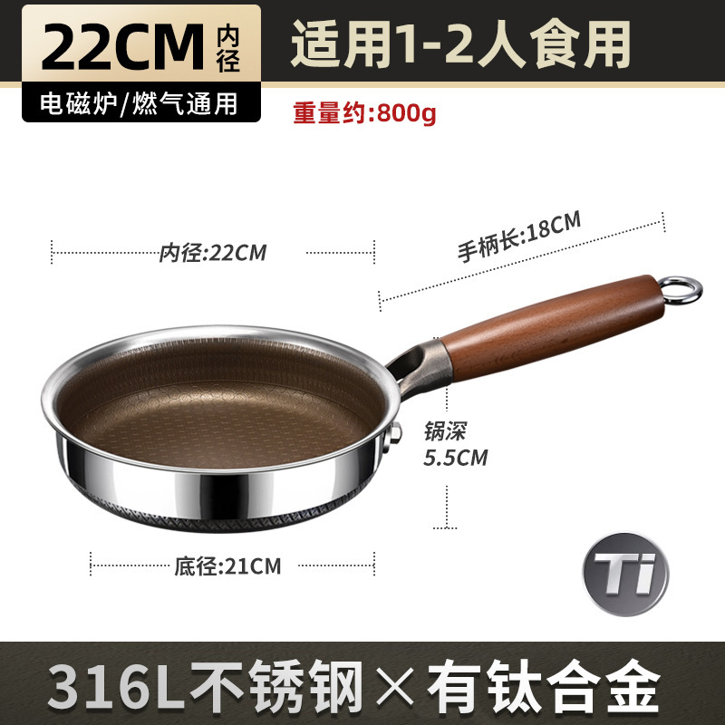 316 de acero inoxidable pequeña sartén mini sartén de huevos sartén antiadherente sin recubrimiento para bebés alimentos suplementarios sartén