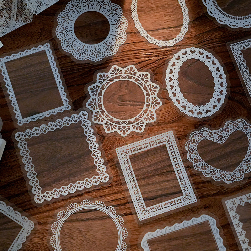 Paquete de pegatinas de PET de encaje crepuscular Serie de intercambio de palabras de pensamiento Paquete de pegatinas de material de decoración de cuentas de tarjetas Gú creativas