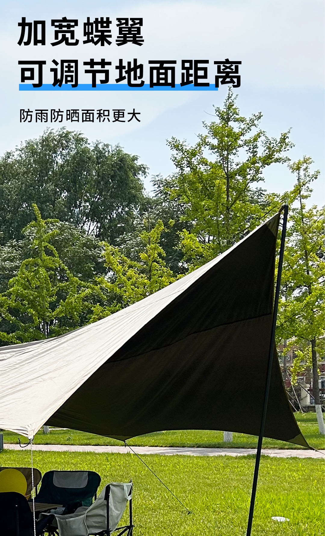 Wholesale Sun Protection Outdoor Canopy Tent, Thickened Black Glue Butterfly-Shaped Tent, Fully Automatic Camping Sunshade Picnic Rain Shelter