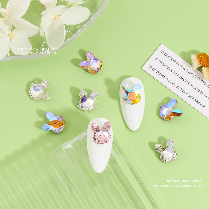 Nail Art Crystal Diamond New Rabbit Jewelry Finished Aurora Magic Light Luxury Special-Shaped Large Diamond Internet Celebrity Rabbit Nail Diamond Jewelry Nail Art Crystal Diamond New Rabbit Jewelry Finished Aurora Magic Light Luxury Special-Shaped Large Diamond Internet Celebrity Rabbit Nail Diamond Jewelry