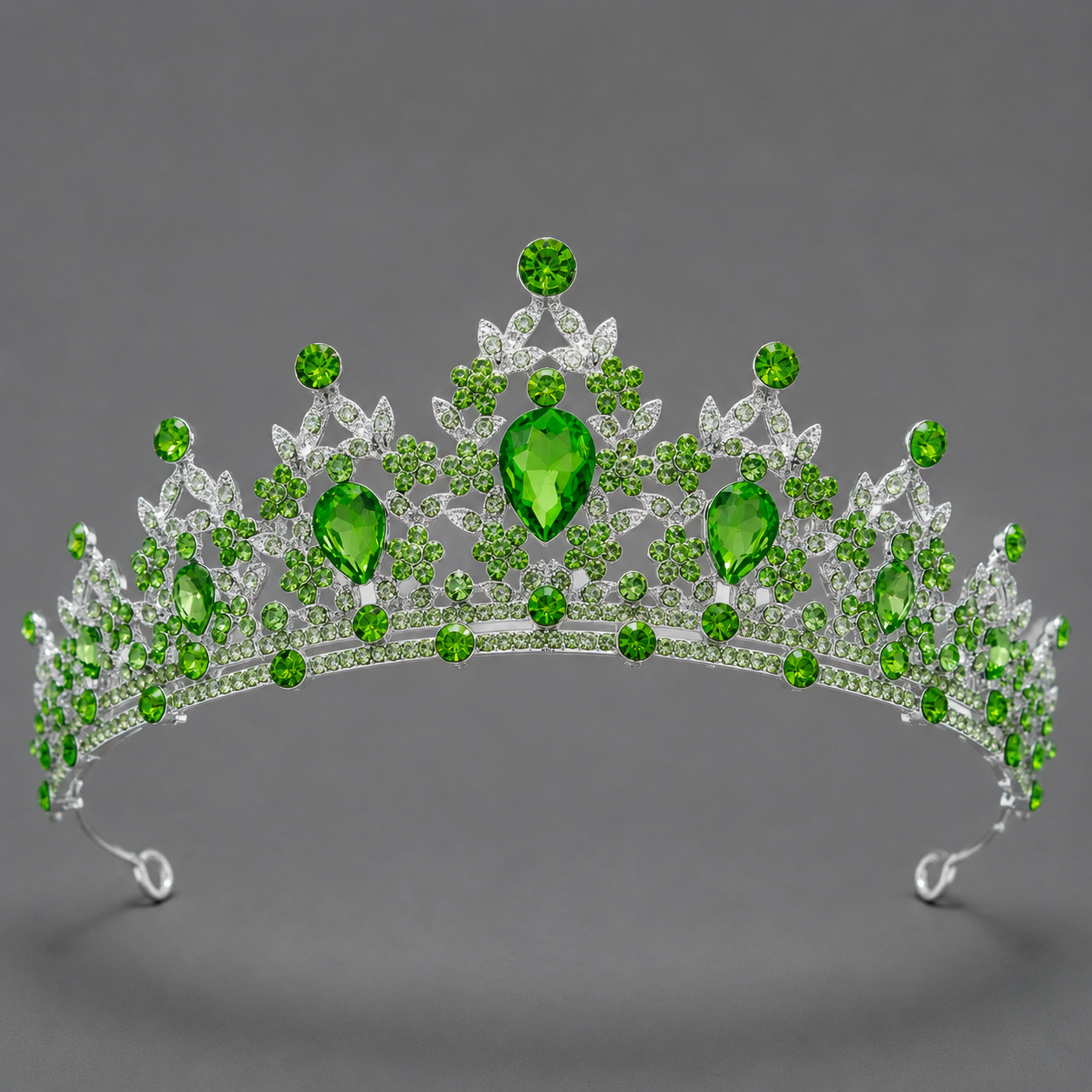 Corona de aleación con diamantes de colores retro, tocado nupcial de lujo ligero, para vestido de novia, vestido de noche, corona para desfile de moda, venta al por mayor directa de fábrica. image 25